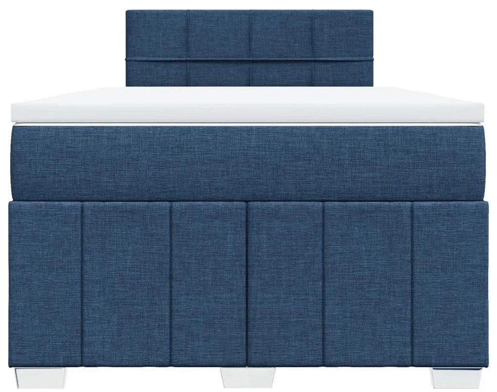 Cama boxspring com colchão 120x190 cm tecido azul