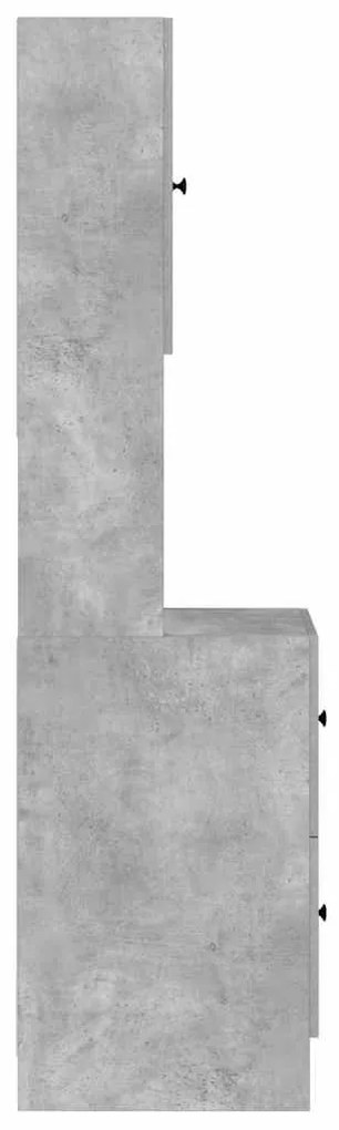 Armário de Cozinha Cinza Concreto 35x50x180 cm Madeira Ingenheirada