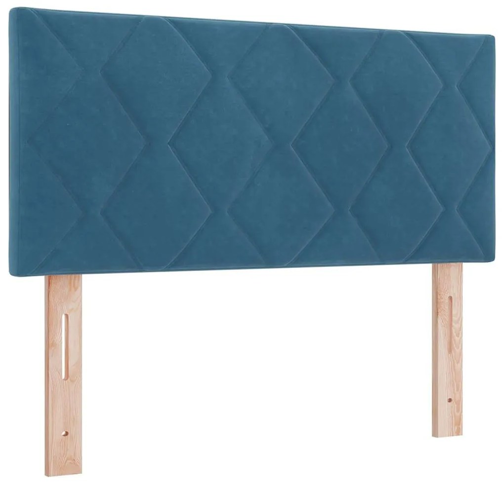 Cama Box com Colchão &amp; LED Azul Escuro 90x200 cm Veludo