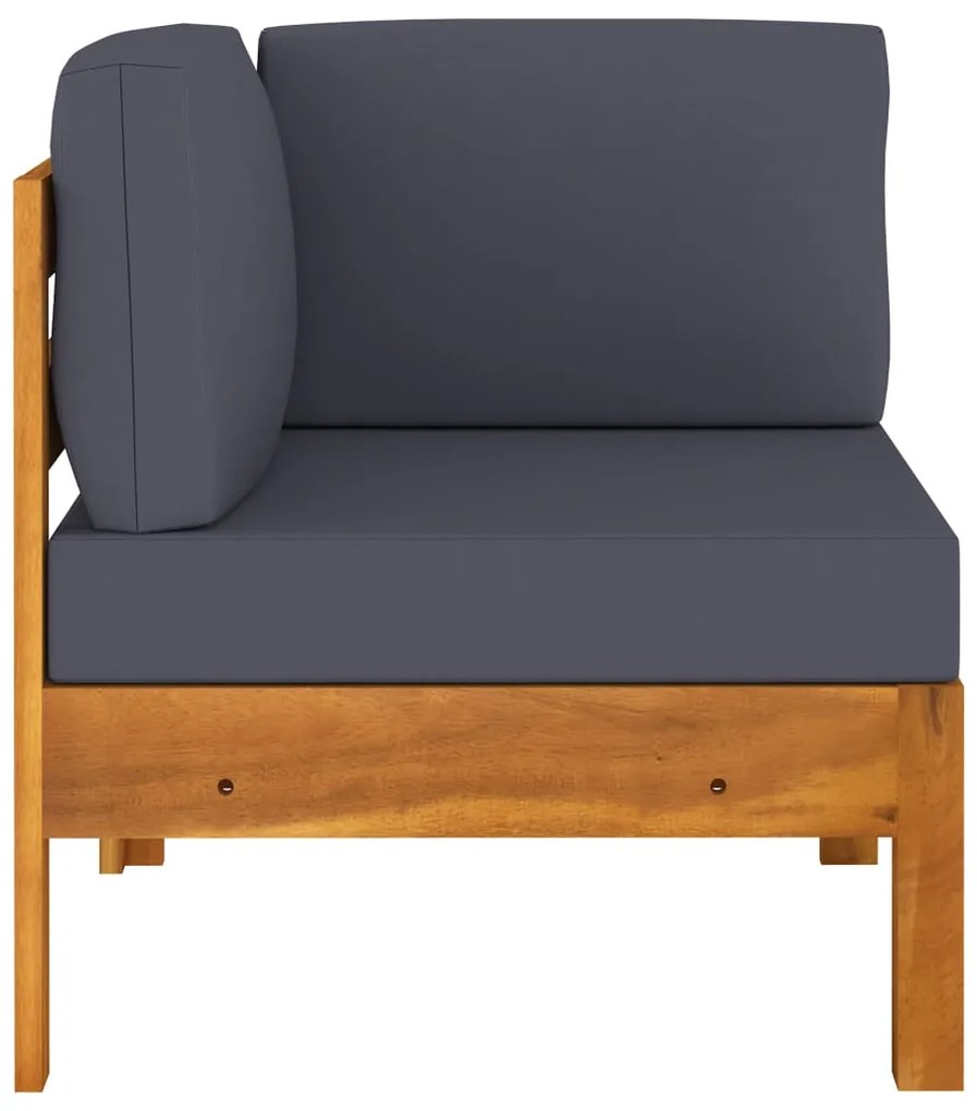 2 pcs conj. lounge de jardim c/ almofadões cinza-escuro acácia