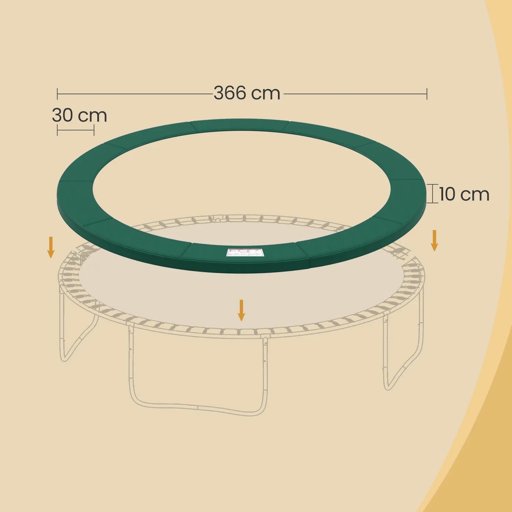 Cobertura para trampolim resistente aos raios UV de 366 cm verde