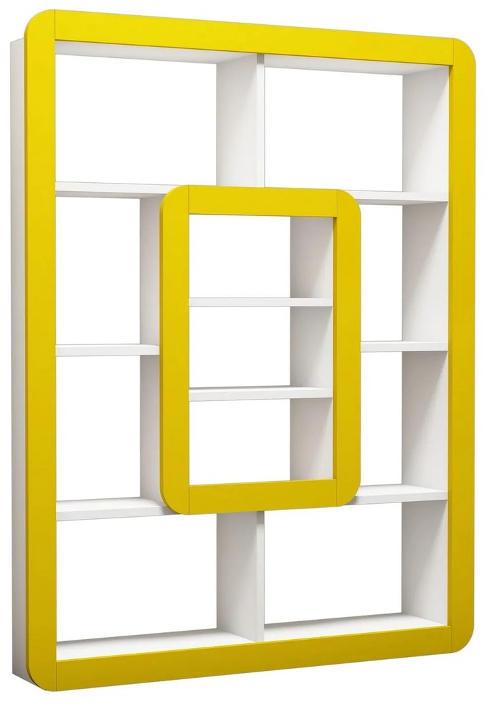 Estante Orkide – Branco/Amarelo – 108,4x140x21,8 cm