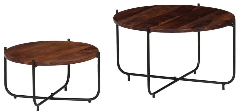 Conj. mesas de centro 2 pcs madeira de acácia maciça 60x35 cm