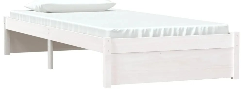 Estrutura de cama solteiro 90x190 cm madeira maciça branco