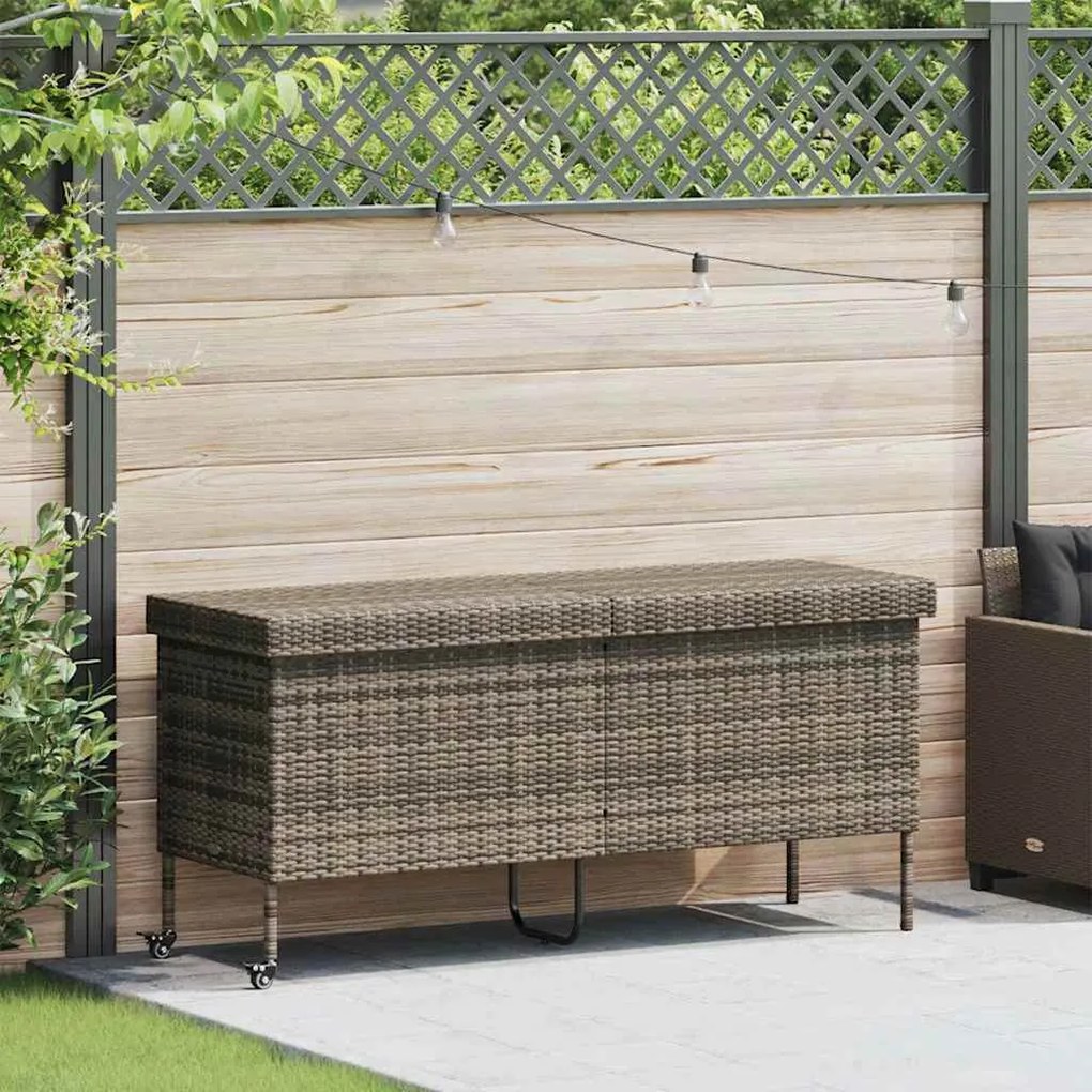 vidaXL Caixa de arrumação com rodas 160x55x75 cm vime PE cinzento