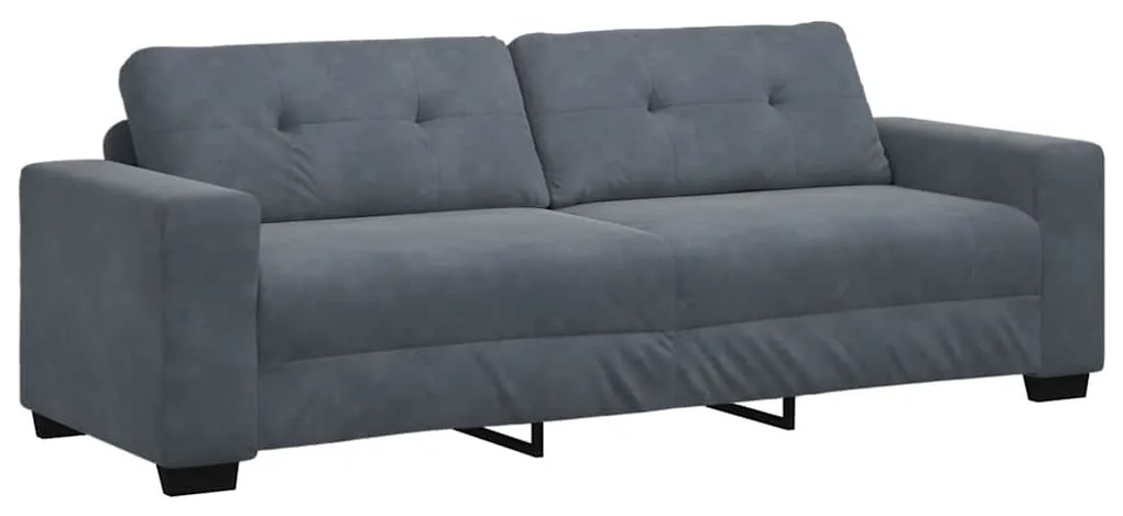 Conjunto de Sofá 3 Peças com Almofadas de Veludo Cinza Escuro
