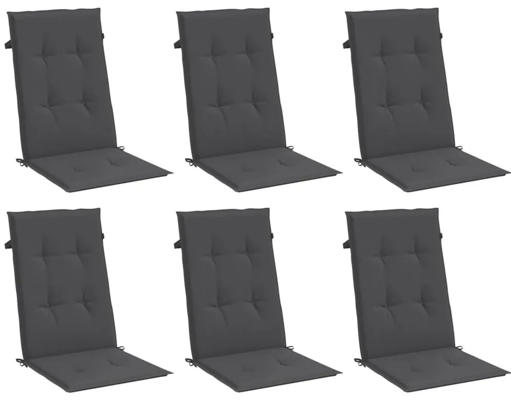 Almofadões para cadeiras altas 6 pcs mesclado tecido antracite