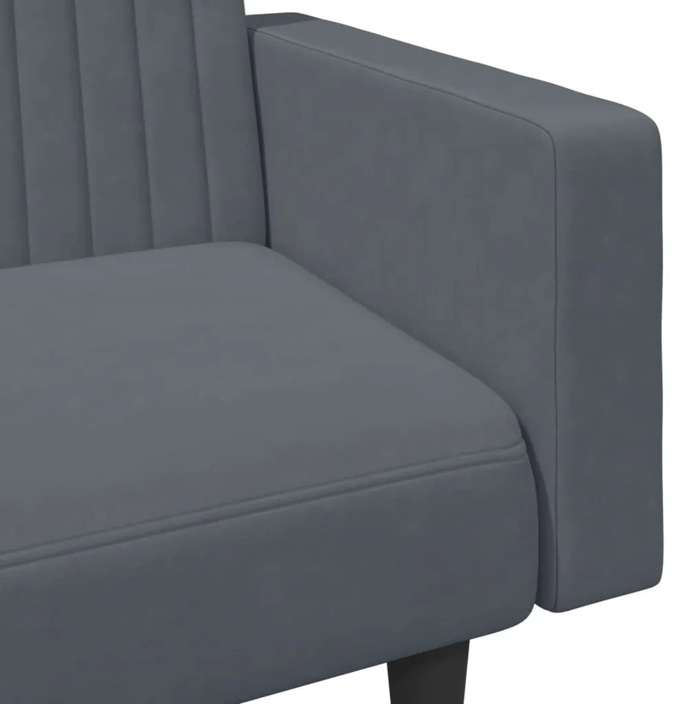 2 pcs conjunto de sofás veludo cinzento-escuro