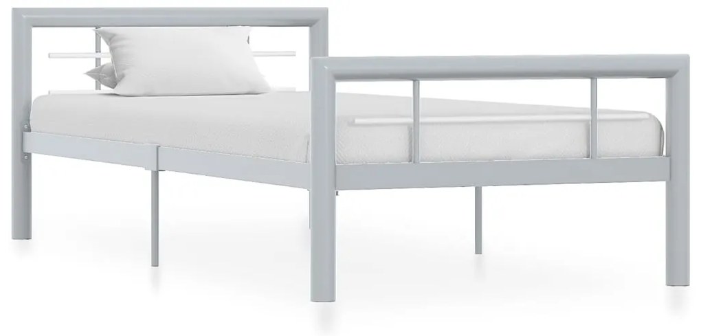 Estrutura de cama 90x200 cm metal cinzento e branco