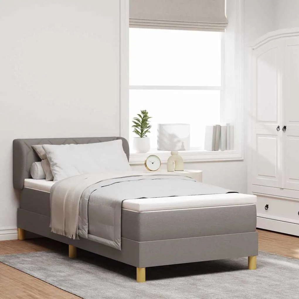 vidaXL Cama Box Spring com Colchão Taupe 100x200 cm Tecido
