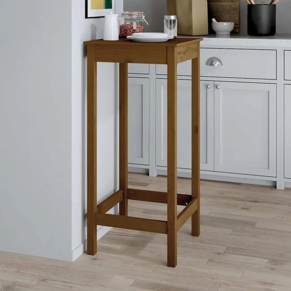 vidaXL Mesa de bar 50x50x110 cm pinho maciço castanho mel