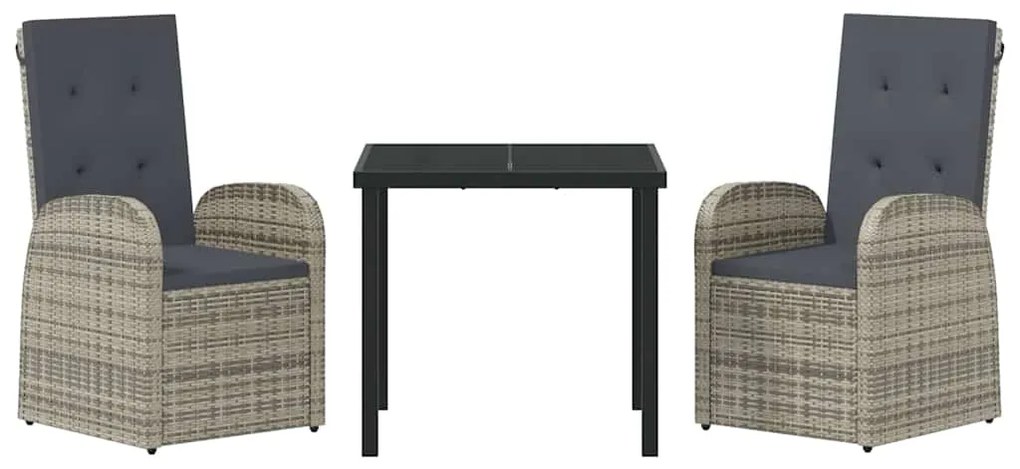 Conjunto de Móveis para Exteriores com almofada 3 pcs Cinzento