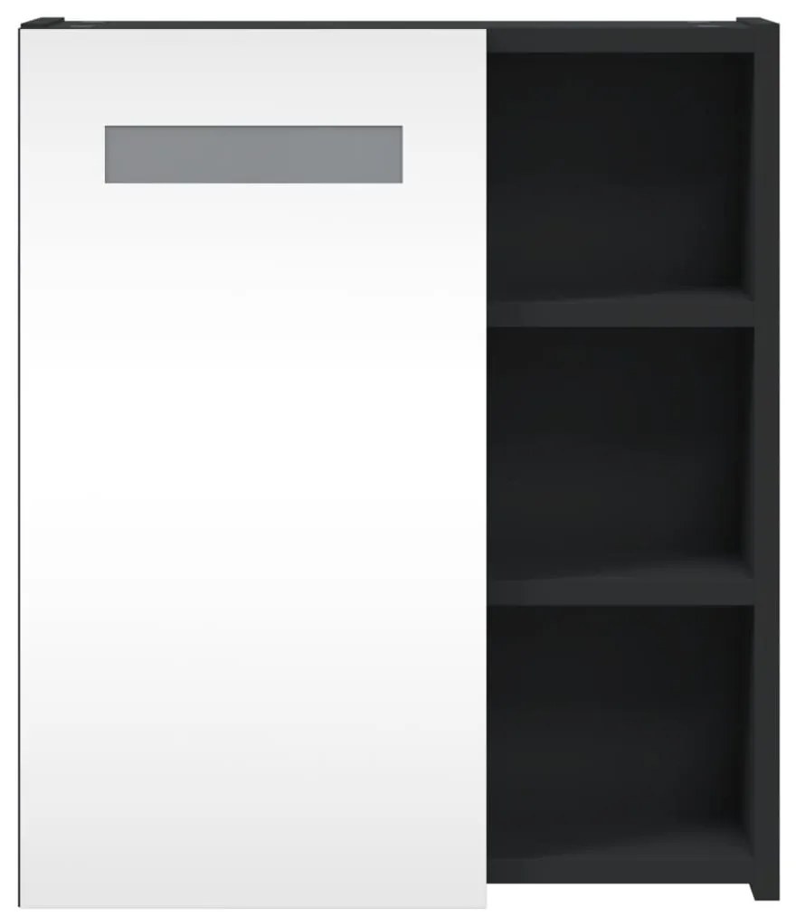 Armário espelhado p/ casa de banho c/ LEDs 45x13x52 cm preto
