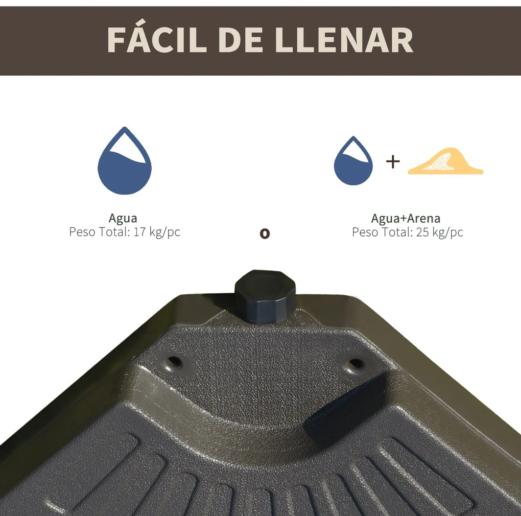 Base para Chapéu de Sol em 4 Partes Recarregável com Areia ou Água Des