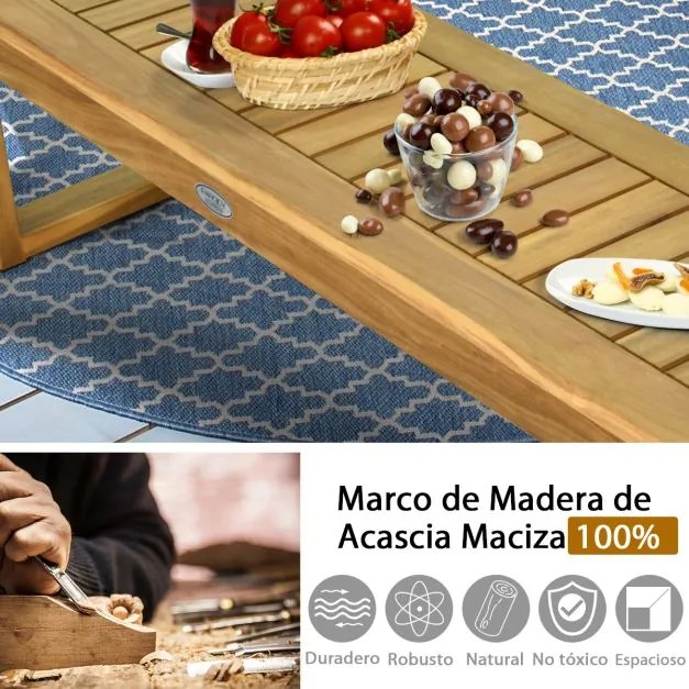 Banco de jardim de madeira de acácia para pátio com assento de ripas sem encosto para Jardim Varanda 132 x 34 x 43,5 cm Teca