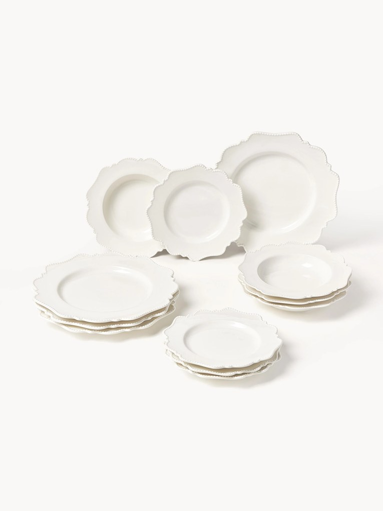Conjunto de loiça em porcelana Grace, 4 pessoas, 12 uni.