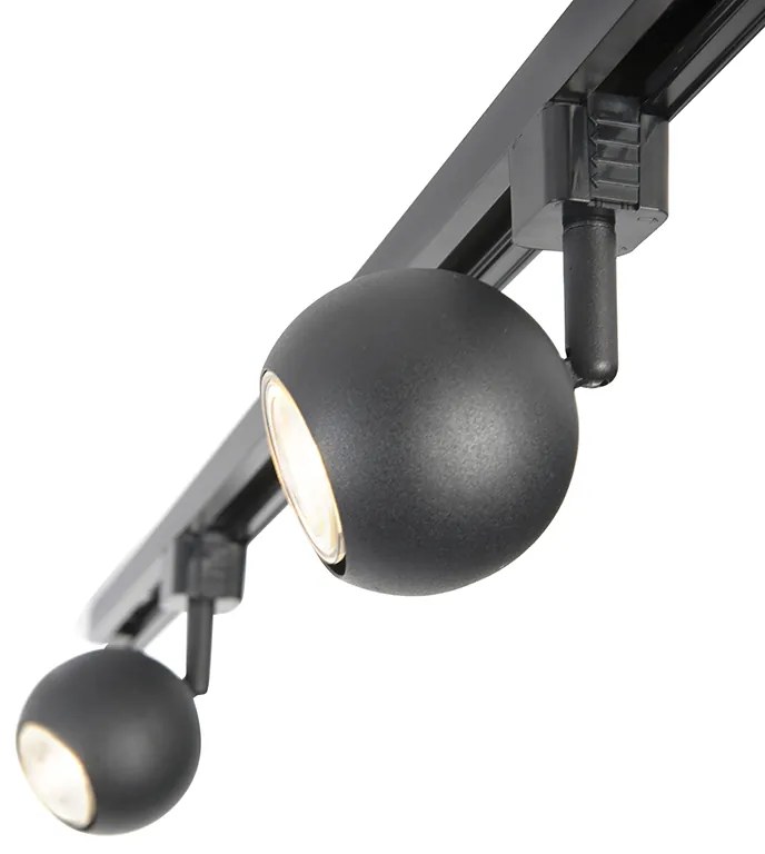 LED Sistema de calhas inteligente preto monofásico com 5 GU10 WiFi - Gissi Moderno