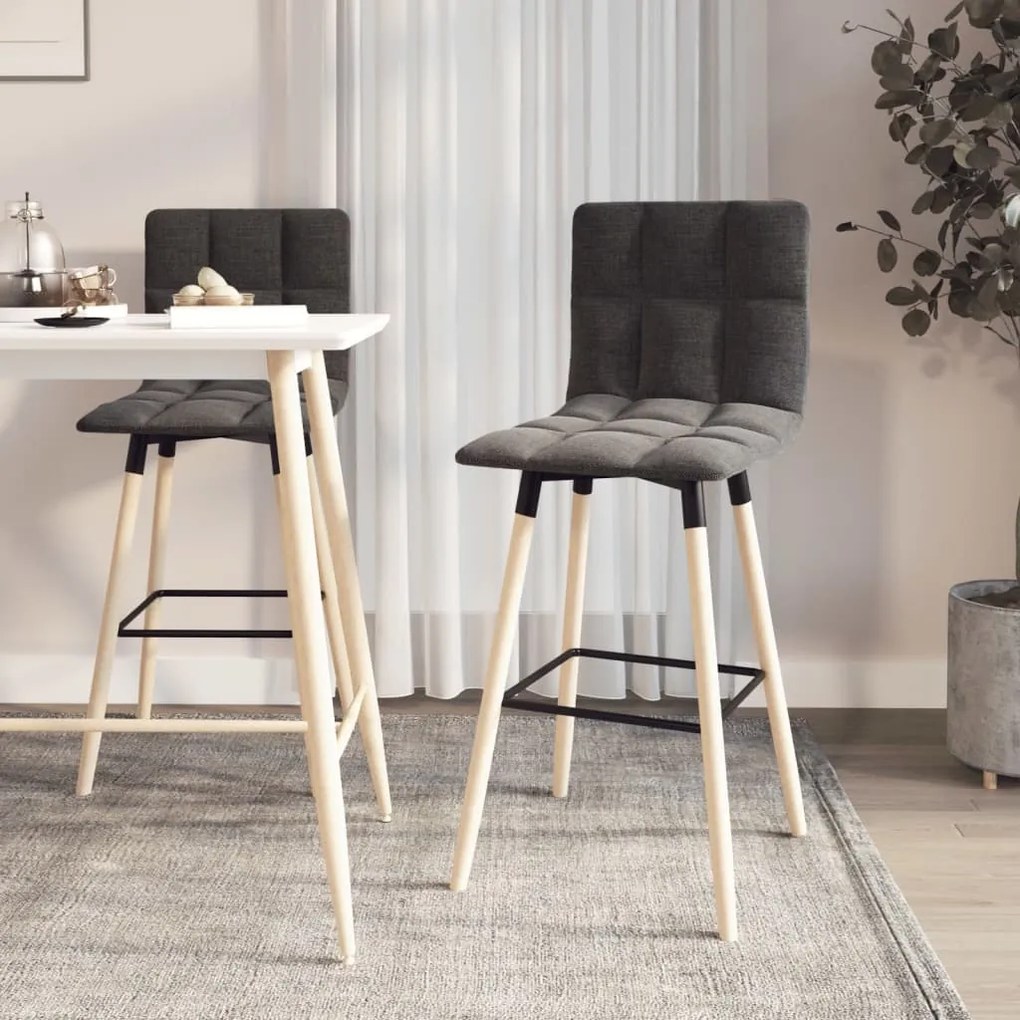 vidaXL Bancos de bar 2 pcs tecido cinzento-escuro