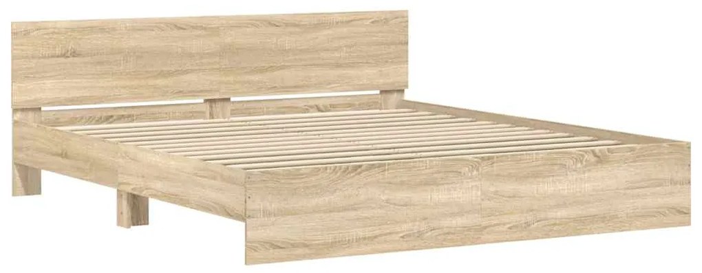 Estrutura de cama com cabeceira 160x200 cm carvalho sonoma