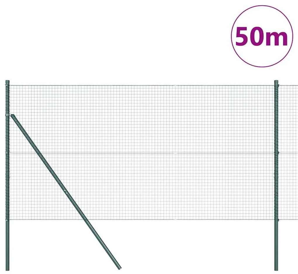 Cerca de Arame Soldado com 13 Postes Verde 1.2x50 m Aço