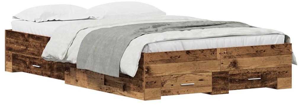 Cama com Gavetas vidaXL Madeira Velha 120x190 cm Madeira de Engenharia