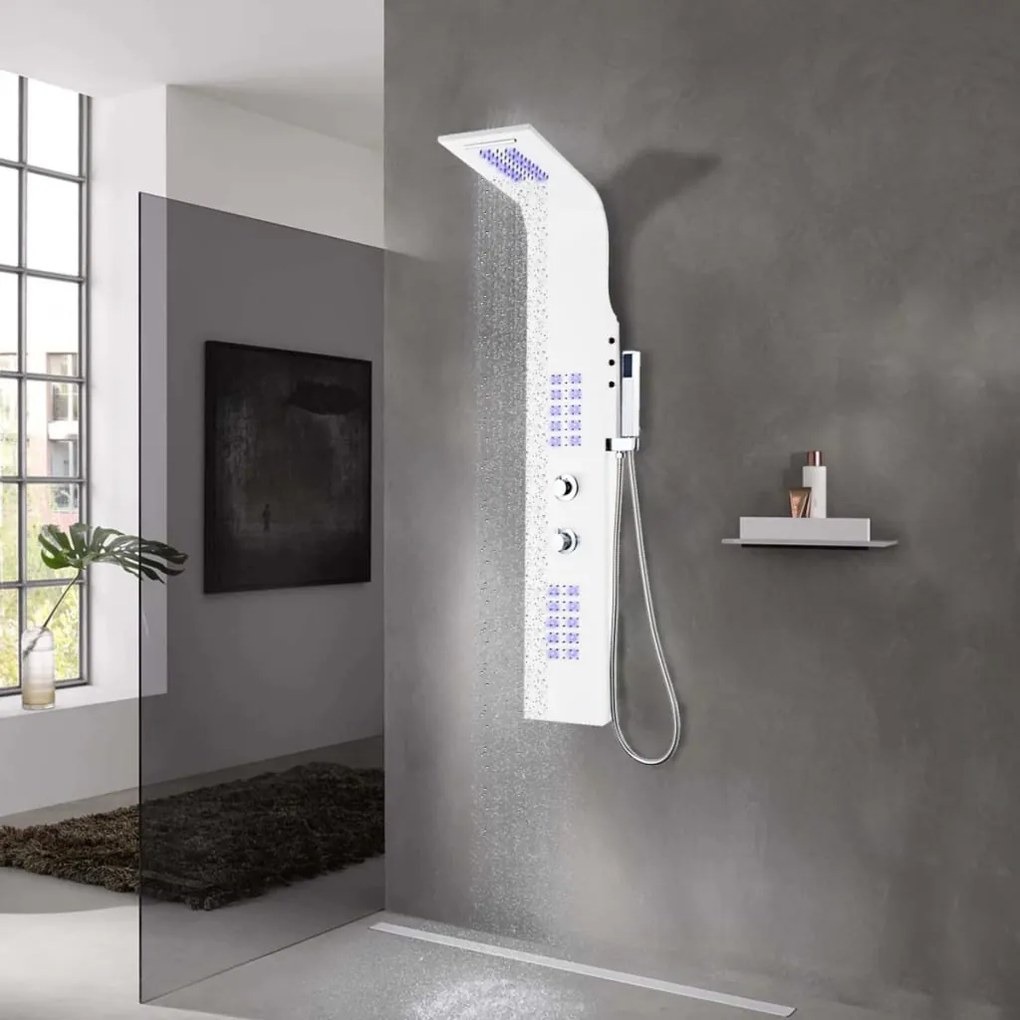 vidaXL Coluna de duche em alumínio 20x44x130 cm branco