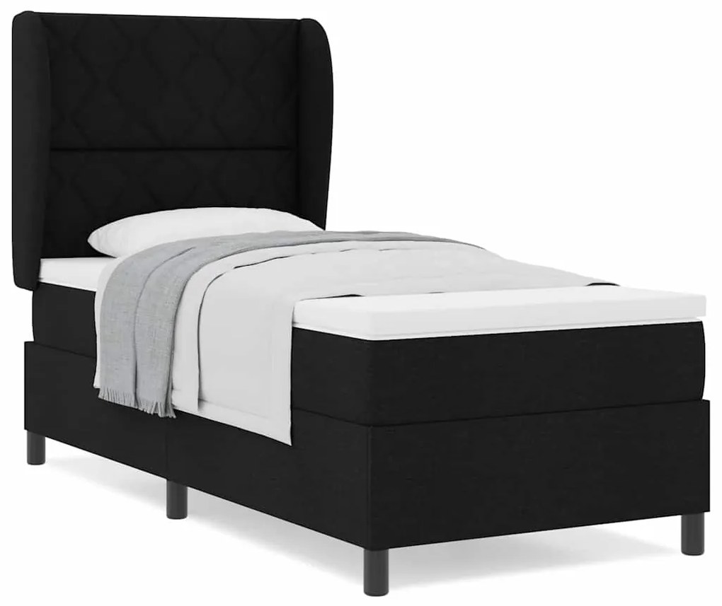 Cama box com colchão Preto 90x200 cm - Tecido