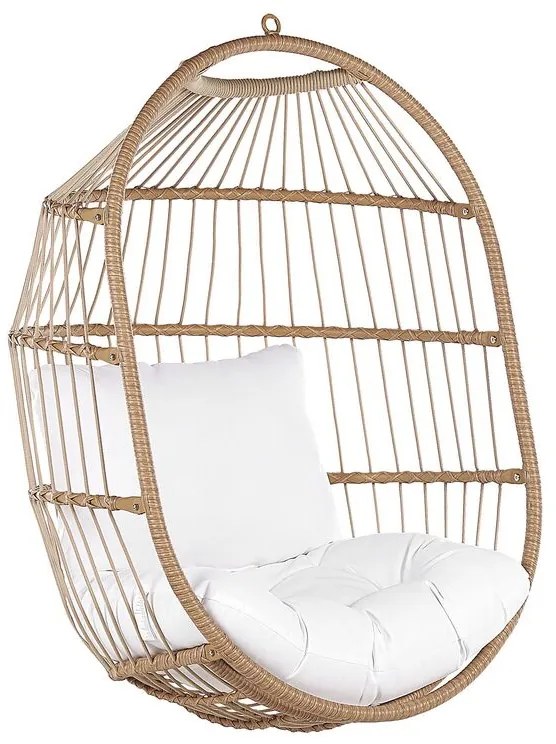 Cadeira suspensa em rattan creme com suporte ALBA Beliani