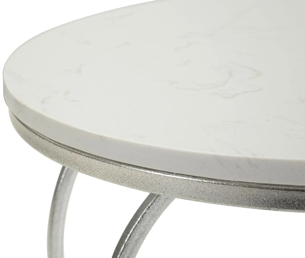 MESA DE APOIO CORAÇÃO Ø 40X45,5 CM PRATA E BRANCO