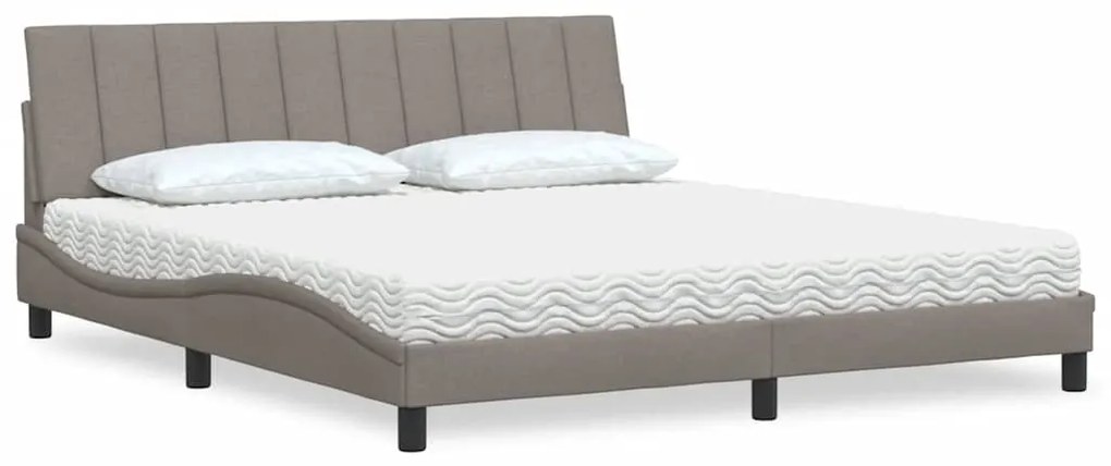 vidaXL Cama com colchão Hanko 180x200 cm tecido castanho-acinzentado