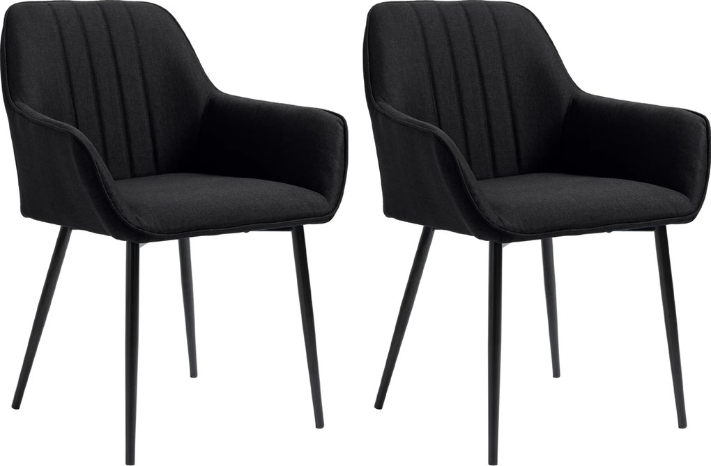 Conjunto de 2 cadeiras de sala de jantar Design escandinavo (MESA NÃO INCLUIDA) Pernas cónicas em metal pretas