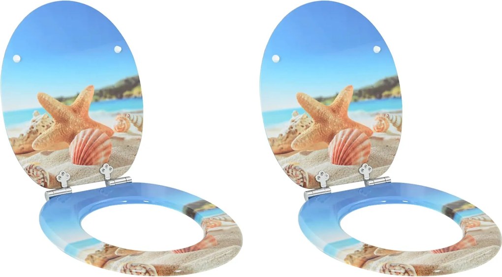 vidaXL Assento de Sanitário com Fechamento Suave 2 pcs Concha do Mar