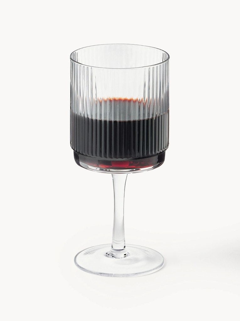 Copos de vinho artesanais com relevo canelado Minna, 4 uni.