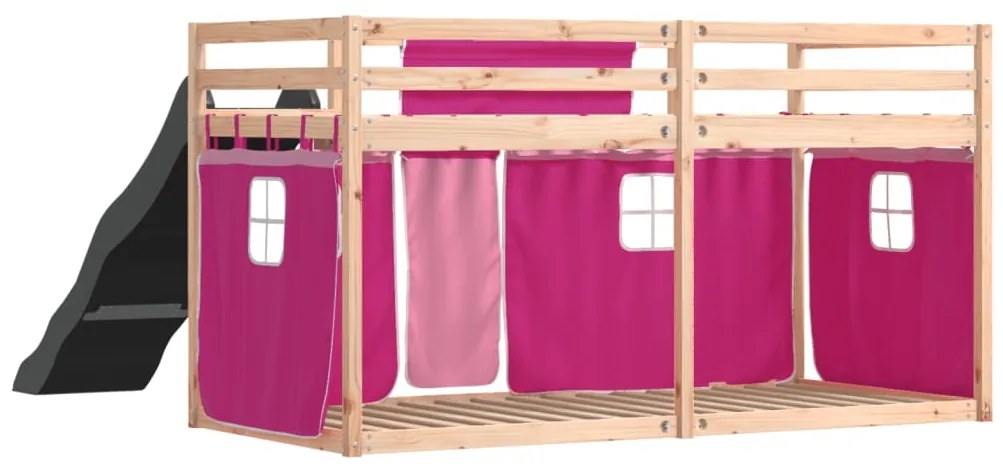 Beliche com escorrega e cortinas 90x190 cm rosa