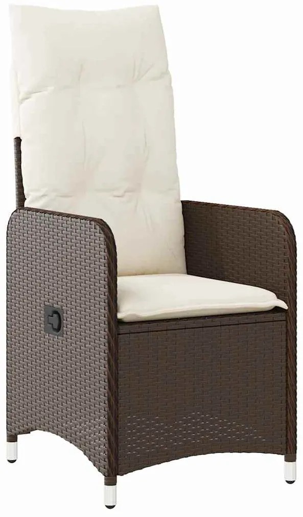 Conjunto de Jantar de Jardim 3 Peças com Almofadas Castanho Rattan Sin