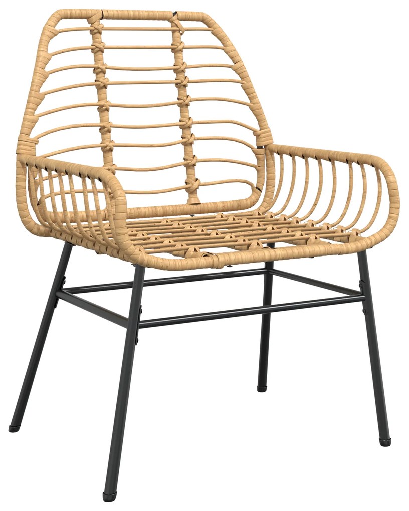 Conjunto de Jantar de Jardim 5 Peças Castanho Vime PE