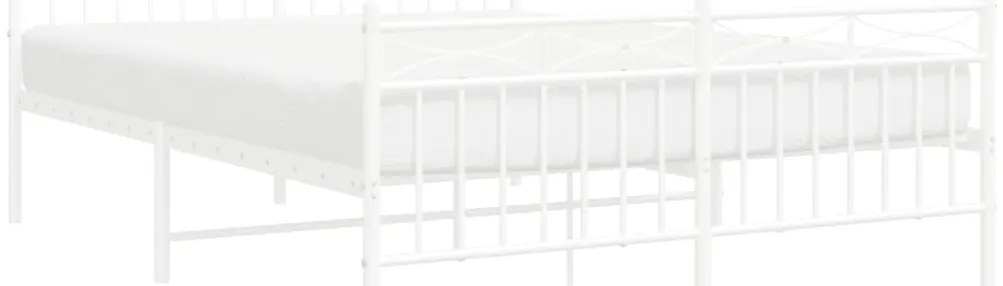Estrutura de cama com cabeceira e pés 140x190 cm metal branco