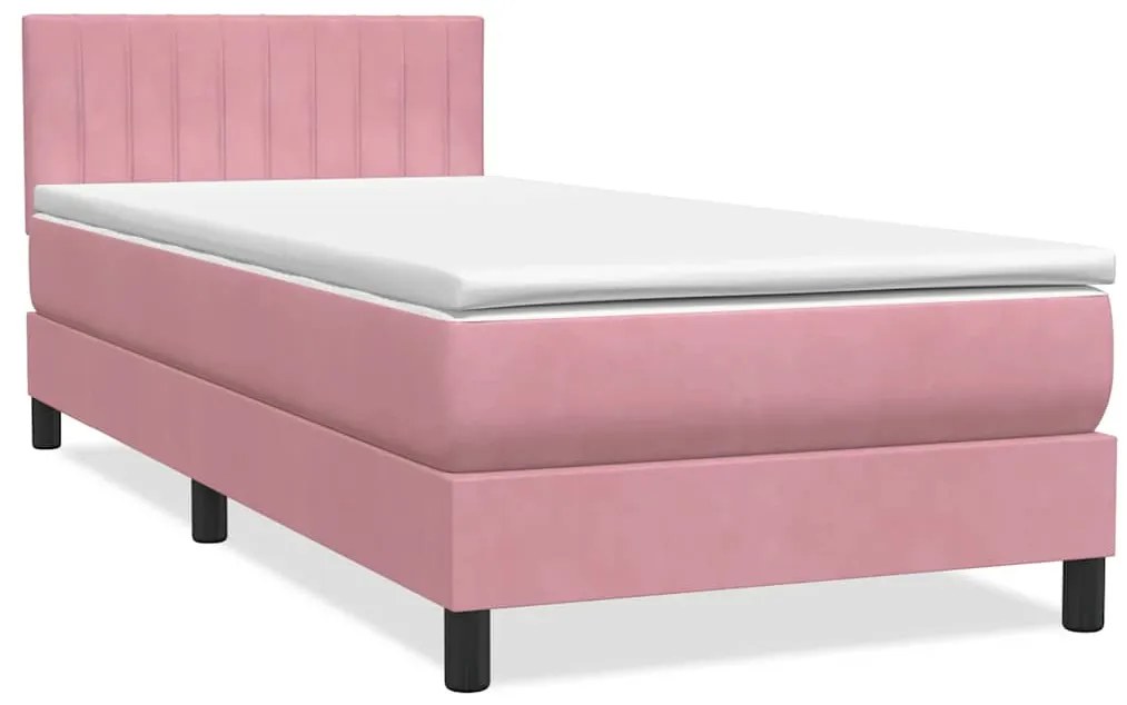 Cama com molas/colchão 100x220 cm veludo Rosa
