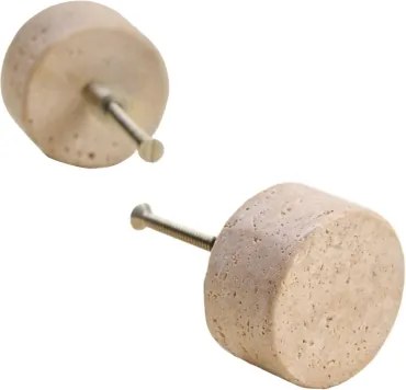 Pack De 2 Puxadores Em Pedra Natural E Aço Inoxidável Jareia Travertino - Sklum