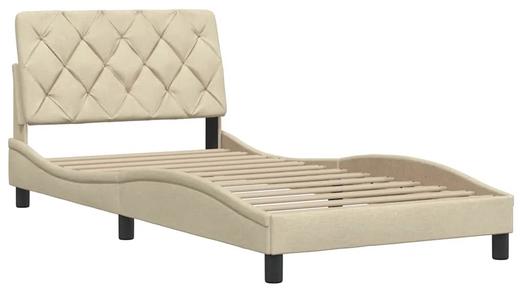 Estrutura de cama sem colchão 100x200 cm tecido cor creme