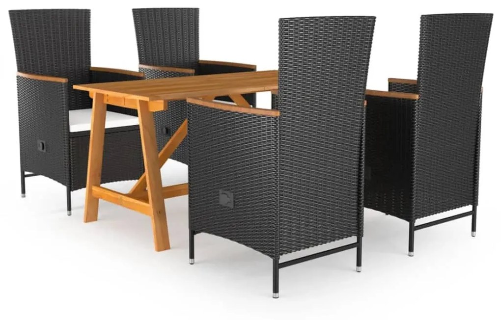 vidaXL 5 pcs conjunto de jantar para jardim preto