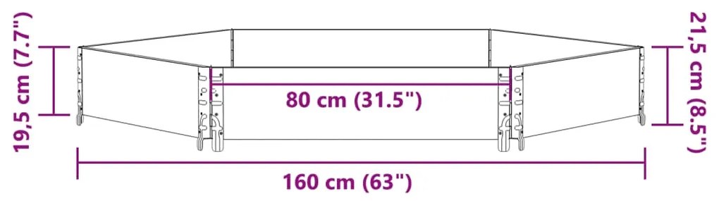 Canteiro elevado hexagonal 160x160 cm madeira de pinho maciça