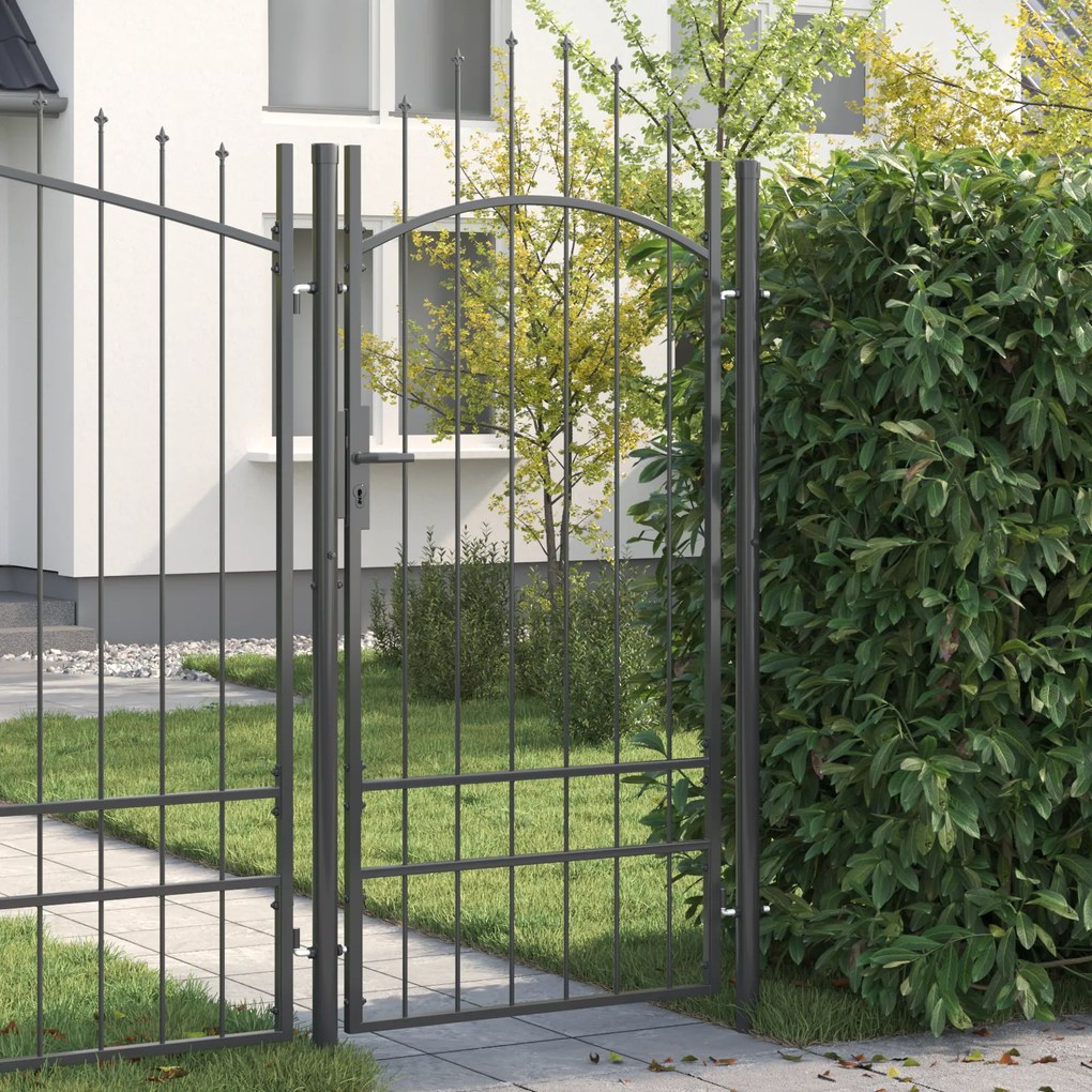vidaXL Portão de Jardim com bloqueio Cinzeto 100 x 200 cm Aço