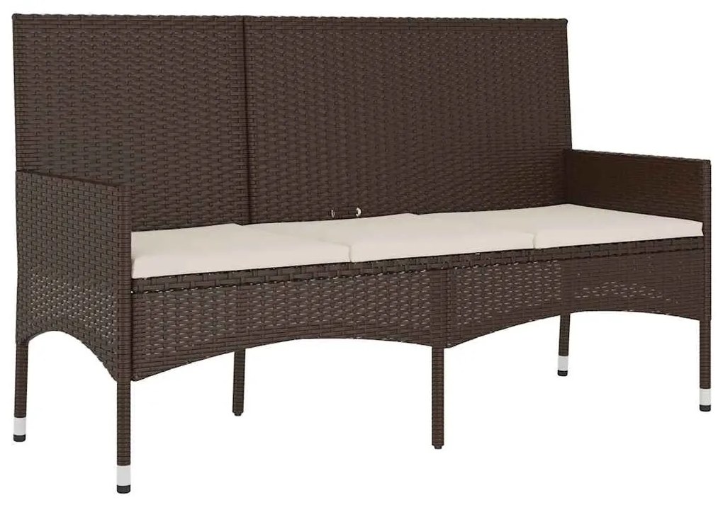 4 pcs conjunto lounge jardim c/ almofadões vime PE castanho