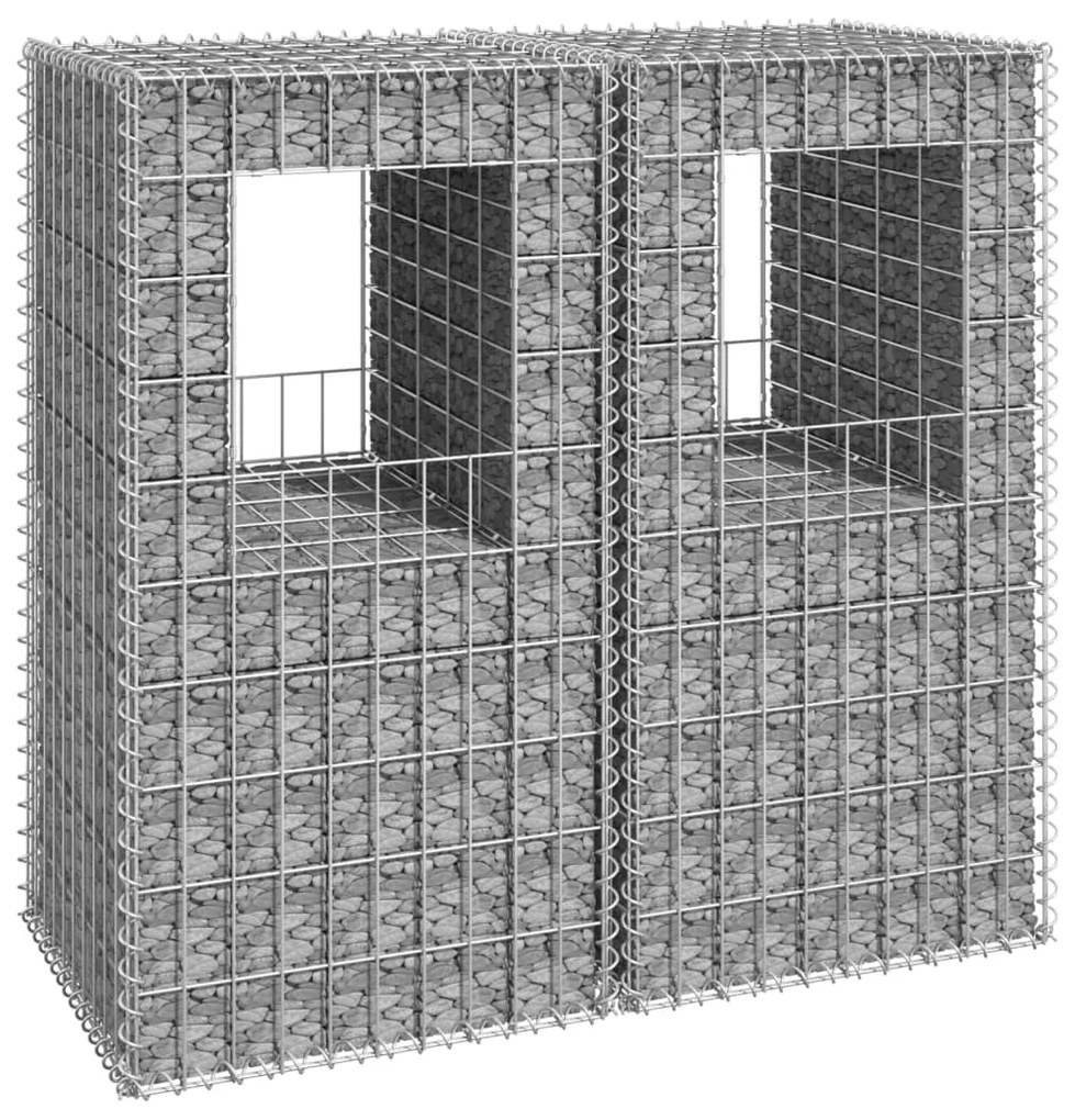 151269 vidaXL Postes/cestos gabião 2 pcs 50x50x100 cm ferro