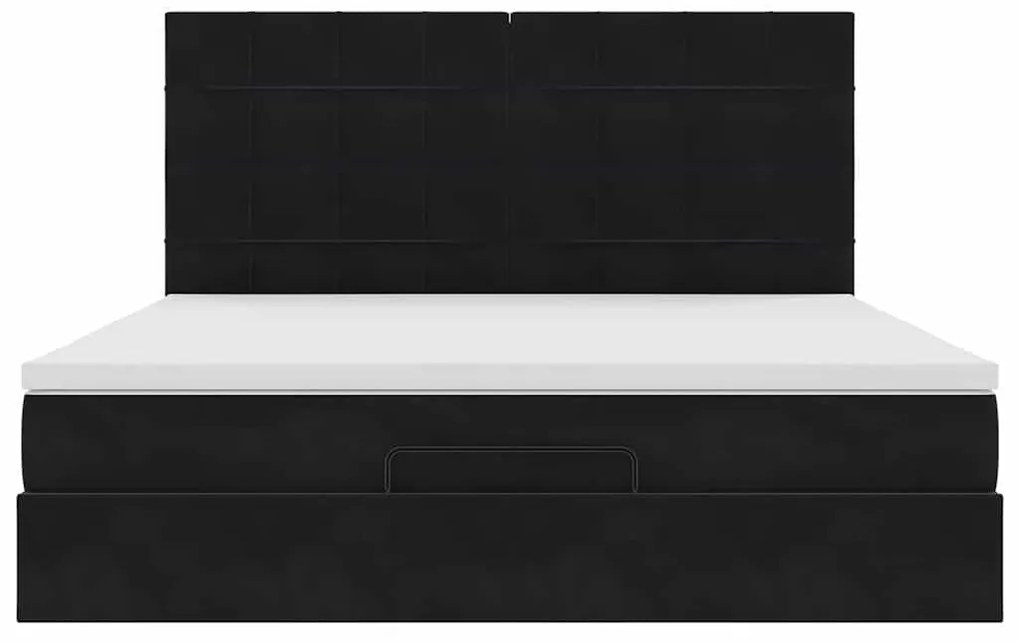 Estrutura de cama otomana com colchões 160x200 cm veludo preto
