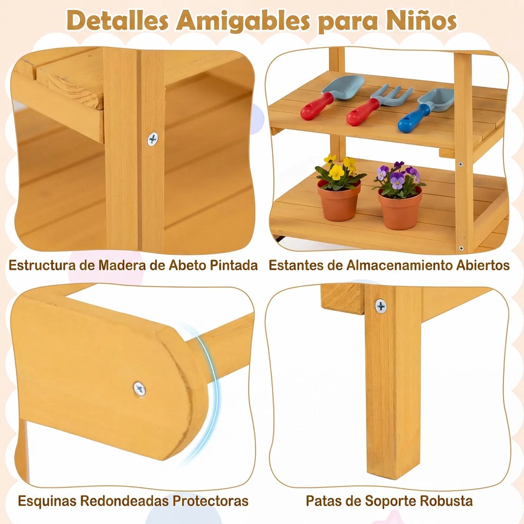 Cozinha de Brincar Infantil, 92 x 41 x 98 cm, Com Lava-Loiça e Vasos, Amarelo