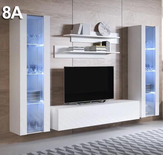 Conjunto de Sala Oleiros – 2,6 m – Modular em Branco com Móvel TV, Vit
