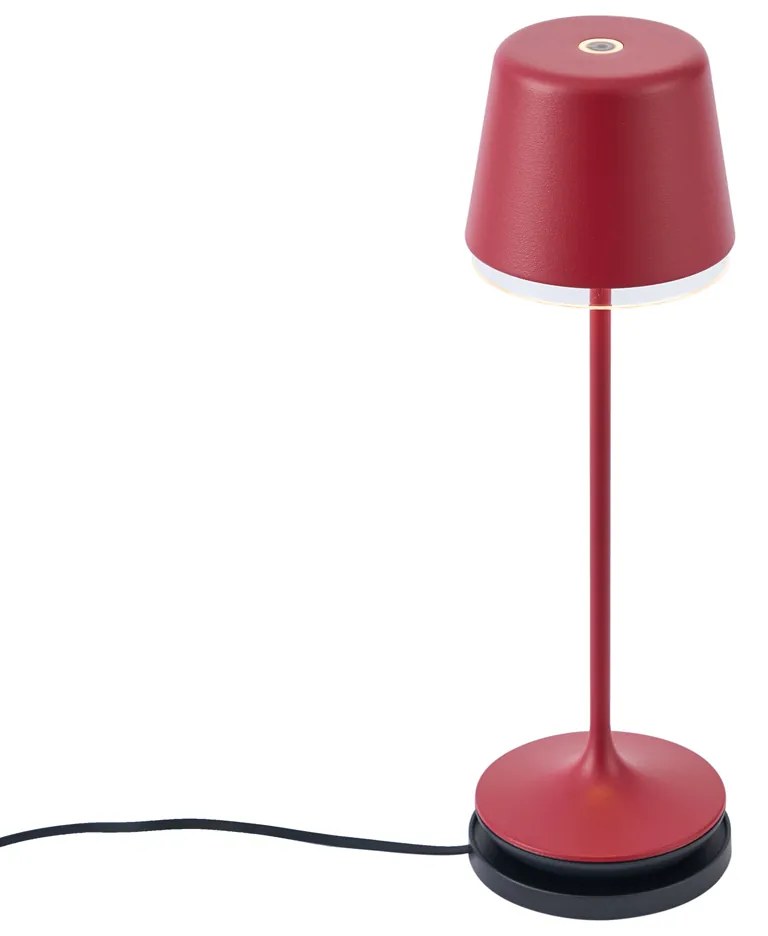 Candeeiro de mesa vermelho com LED IP65 recarregável com estação de carregamento - Treble Moderno