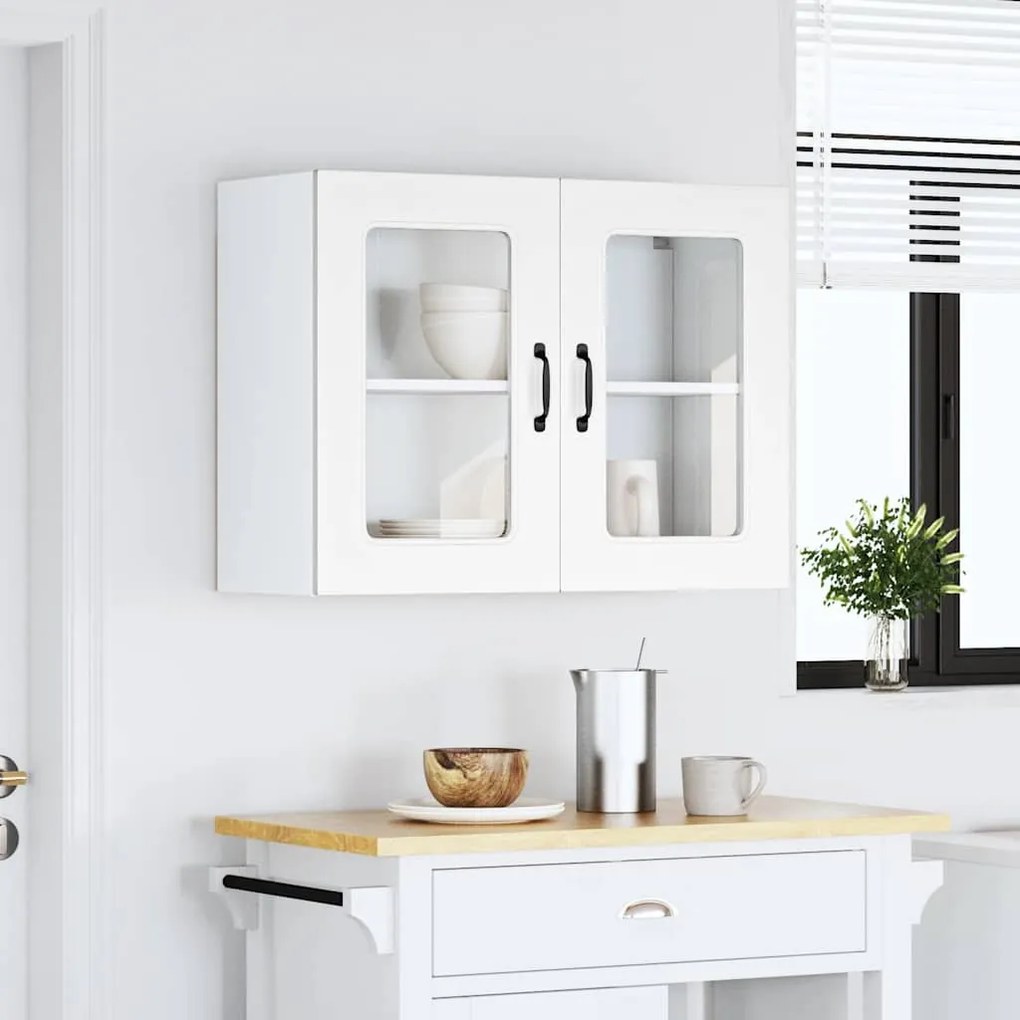 vidaXL Armário de parede de cozinha porta vidro Kalmar branca